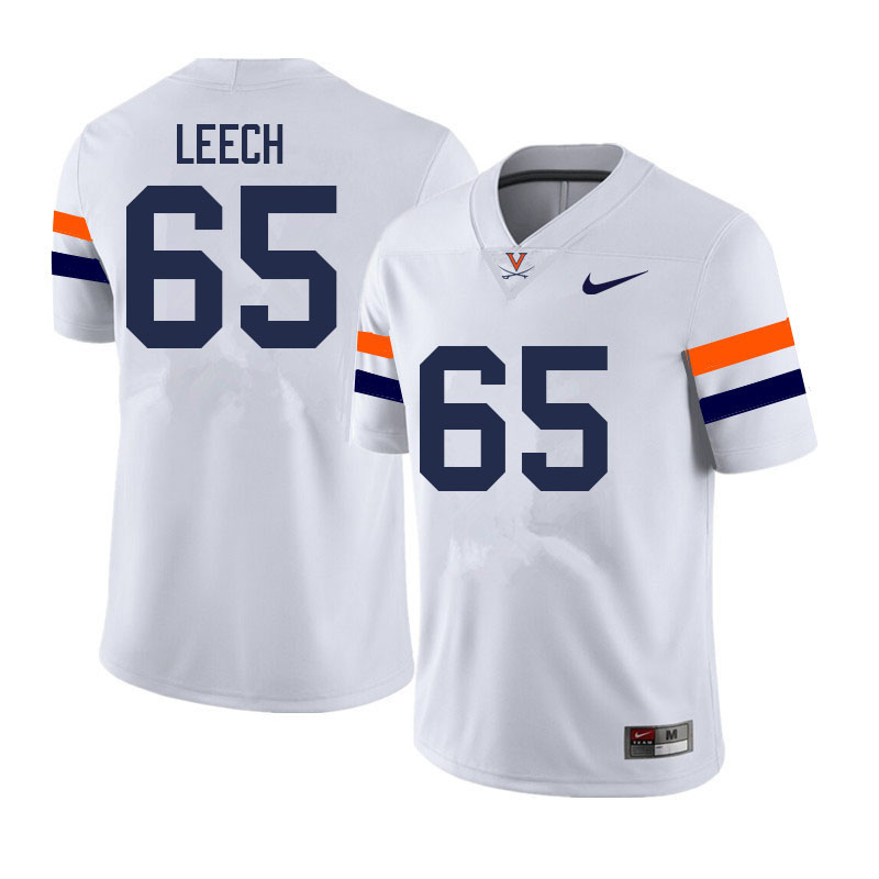 Men #65 Jonathan Leech Virginia Cavaliers College Football Jerseys Sale-White